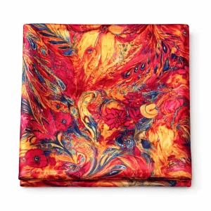 Fular de semiseda reversible con forro Rojo y fucsia