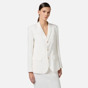 Elisabetta Franchi chaqueta de gabardina de mezcla de lino