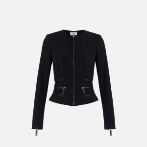 Elisabetta Franchi chaqueta de doble crepe con detalles cremallera