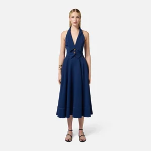 Elisabetta Franchi falda circular de crepe con pespuntes en contrastes
