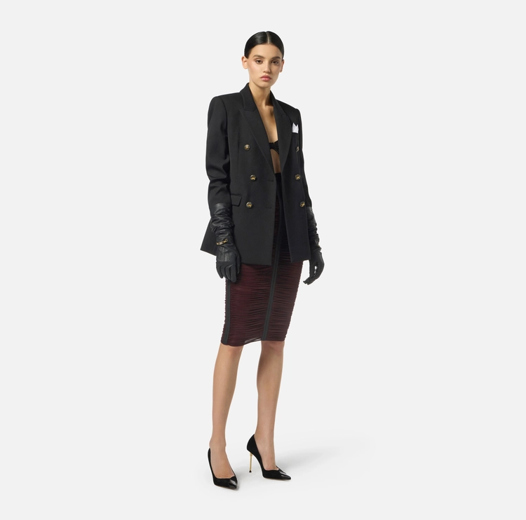 Elisabetta Franchi falda de punto ligero con drapeados - Imagen 3