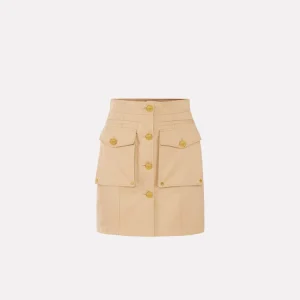 Elisabetta Franchi minifalda de gabardina de algodon con bolsillos grandes