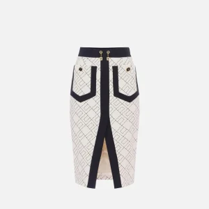 Elisabetta Franchi falda bicolor de doble crepe