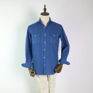 Camisa dos bolsillos lino/algodón azul índigo