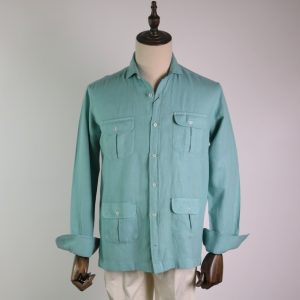 Camisa 4 bolsillos tintada verde agua