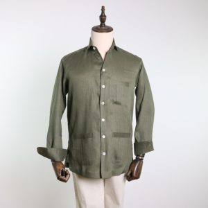 Guayabera 3 bolsillos lino verde