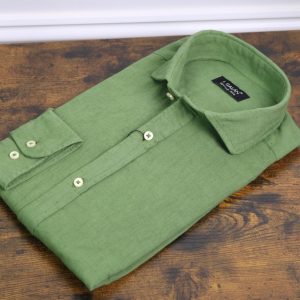 Camisa lino/algodón verde