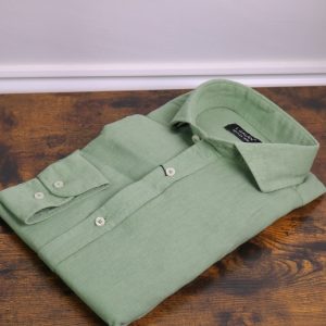 Camisa lino/algodón verde claro