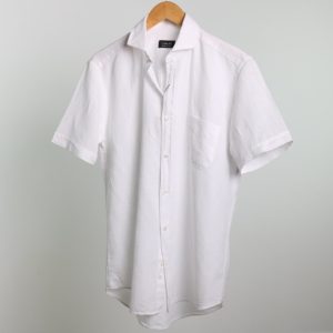 Camisa manga corta lino/algodón blanca