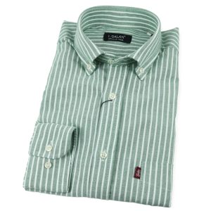 Camisa Oxford verde con barra blanca