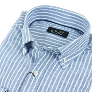 Camisa Oxford azul barra blanca
