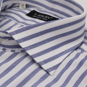 Camisa barra ancha fil a fil azul puño mixto