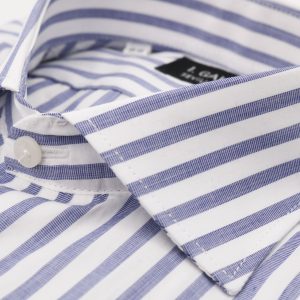 Camisa barra ancha fil a fil azul puño doble