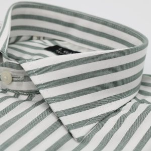 Camisa barra ancha fil a fil verde puño mixto