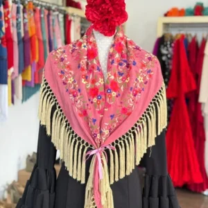 Mantón Cantillana Rosa y Dorado