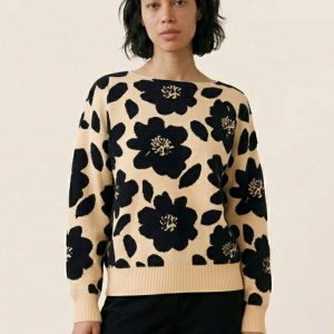Jersey floral beige