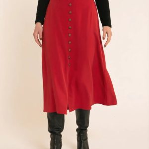 Falda botones rojo