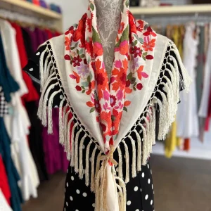 Mantón Cantillana Beige y Naranja