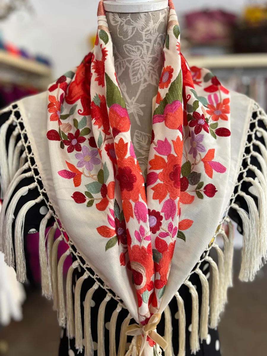 Mantón Cantillana Beige y Naranja - Imagen 3