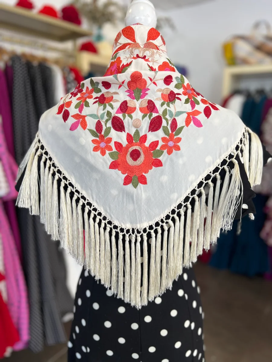 Mantón Cantillana Beige y Naranja - Imagen 4