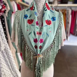 Mantón Clavel Verde Manzana