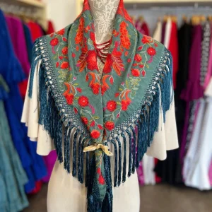 Mantón Cantillana Azul y Naranja