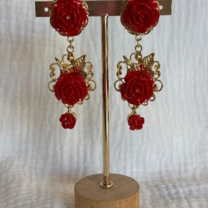Pendiente Milagros rojo
