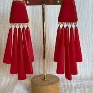 Pendiente Rosario rojo
