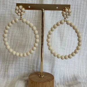 Pendiente Maca beige