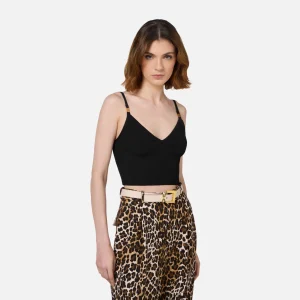 Elisabetta Franchi top corsé de viscosa con efecto plisado