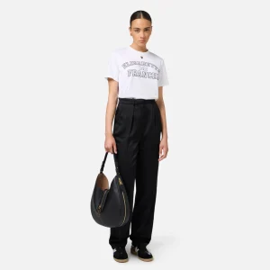 Elisabetta Franchi pantalón recto de satén con bandas de raso