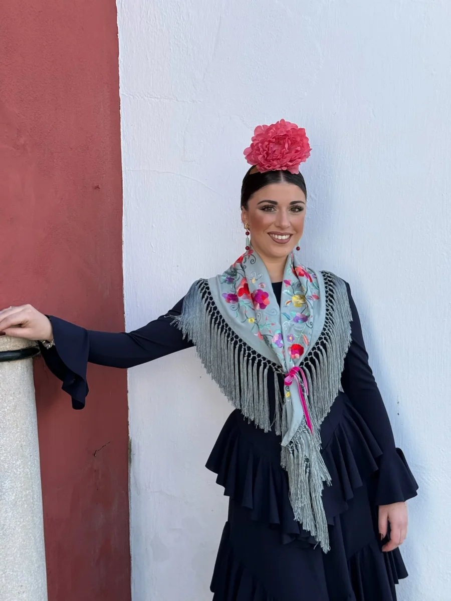 Traje flamenca Sevilla azul marino - Imagen 3