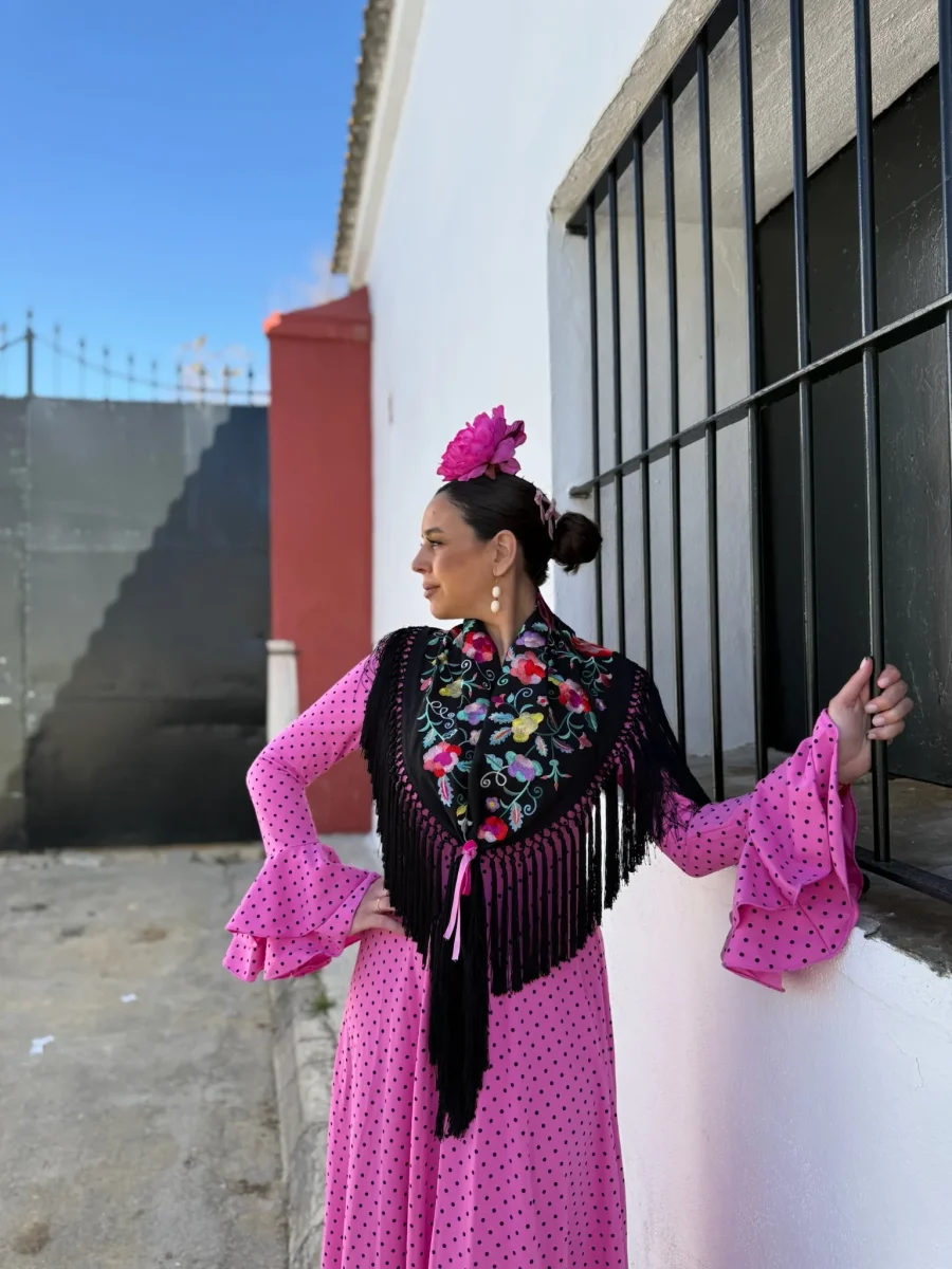 Traje Flamenca Almería Rosa chicle - Imagen 3
