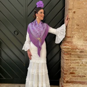 Traje flamenca perforado blanco