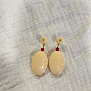 Pendiente Valeria Beige y Burdeos
