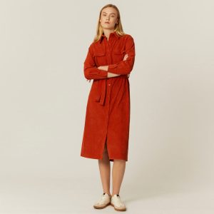 Vestido midi pana teja