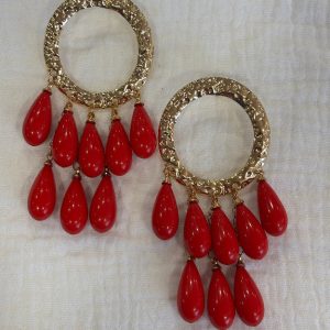 Pendiente lágrima rojo