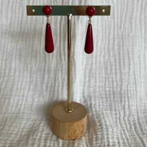Pendiente Coral Pequeño rojo oscuro