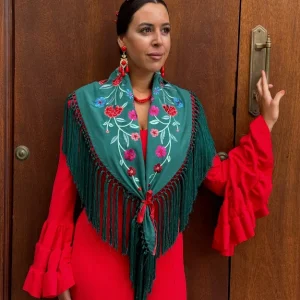 Mantón clavel verde oscuro