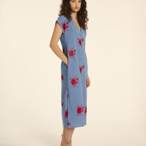 Vestido azul estampado de cangrejos