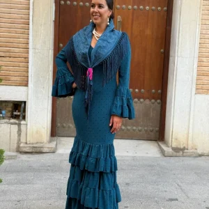 TRAJE FLAMENCA ROSARIO PETROLEO