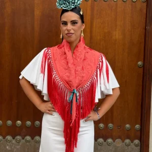 Mantón María al tono coral