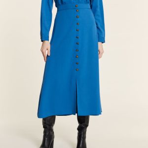 Falda botones azul