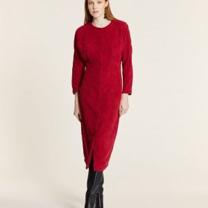 Vestido pana rojo