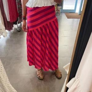 Falda Rayas Ancha Morada y rosa