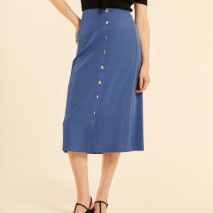 Falda abotonada azul