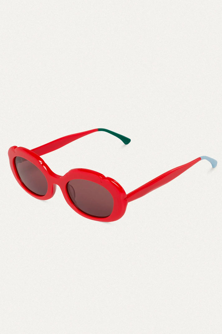 Gafas de sol rojas con punta patillas multicolor azul claro y verde - Imagen 5