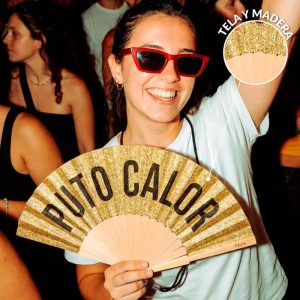 Abanico «Puto calor» purpurina