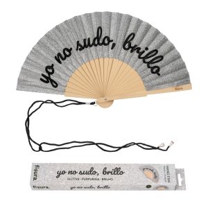 Abanico «Yo no sudo brillo» Purpurina