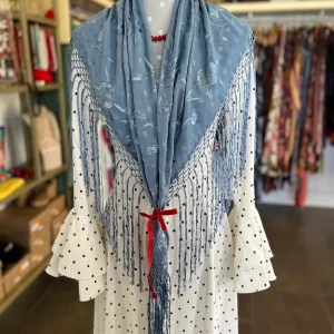 Mantón Bordado Celeste